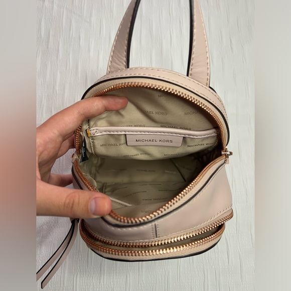 MICHAEL KORS Rhea Mini Leather Backpack Studded Soft Pink - Picture 9 of 12